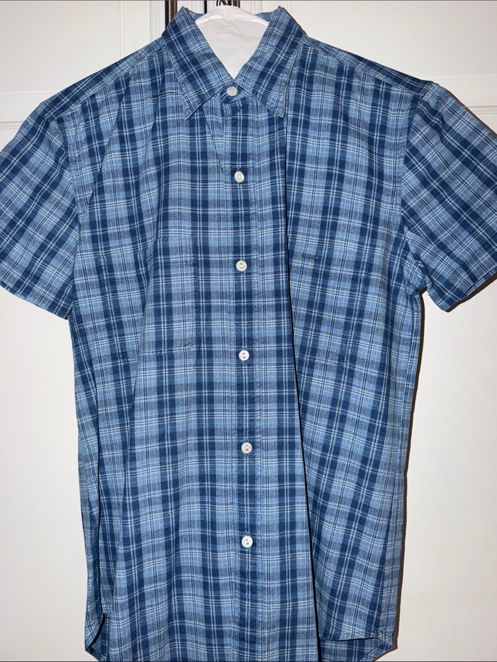 Polo Sport Blue Madras Short Sleeve Button Up Shirt